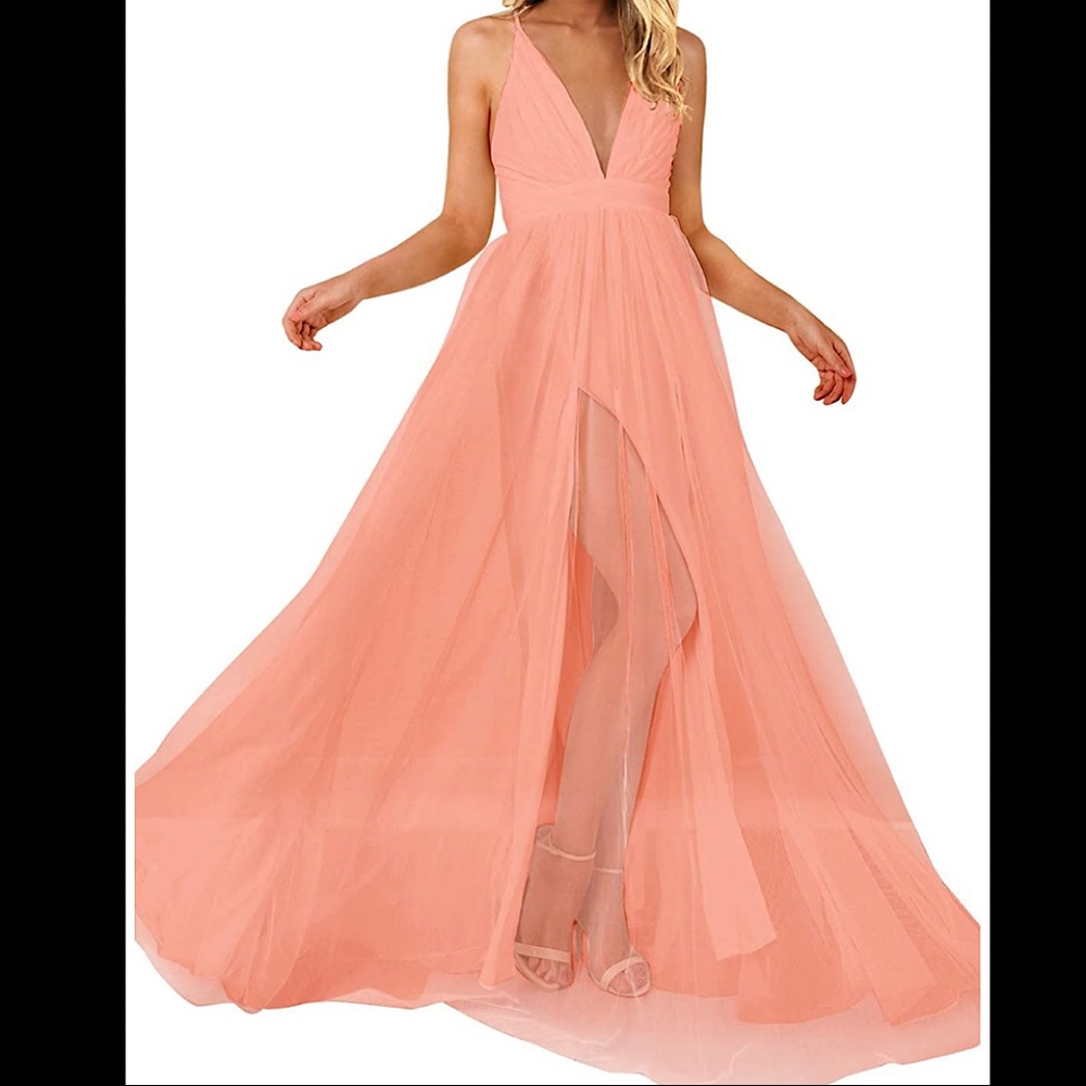 Long double side. spilt Pink Maxi Dress